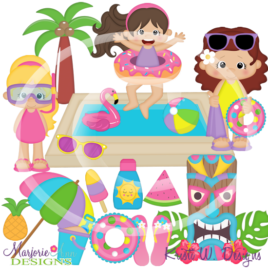 Backyard Beach Party-Girls SVG Cutting Files + Clipart - Click Image to Close